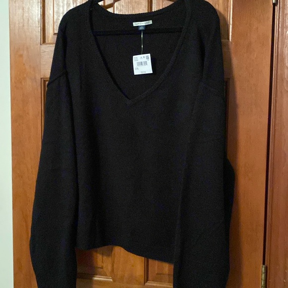 American Eagle Outfitters Black Oversized V-Neck Sweater Size XXL - Picture 4 of 8